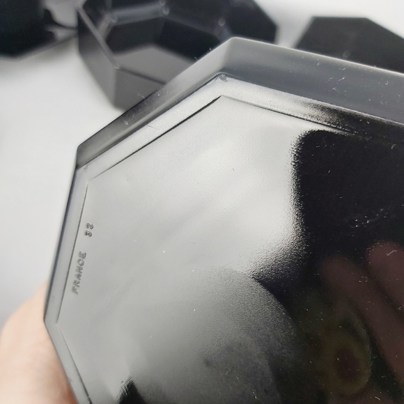 1980'S Arcoroc Octine Black glass octagon Made in France soups bowls mug saucers - Picture 8 of 16